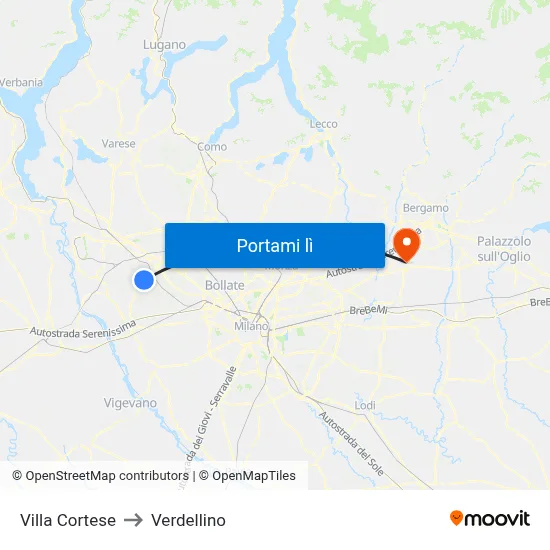 Villa Cortese to Verdellino map