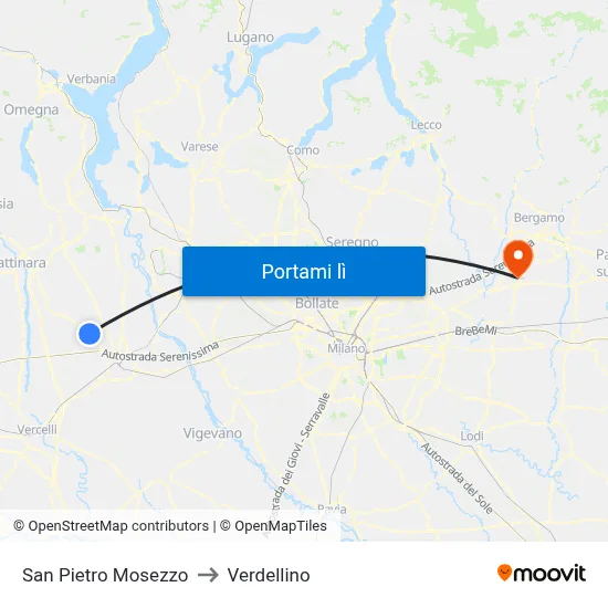 San Pietro Mosezzo to Verdellino map