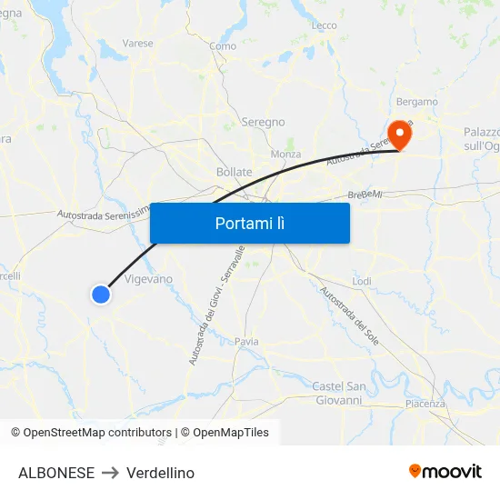ALBONESE to Verdellino map