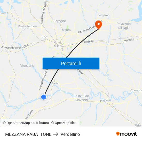 MEZZANA RABATTONE to Verdellino map