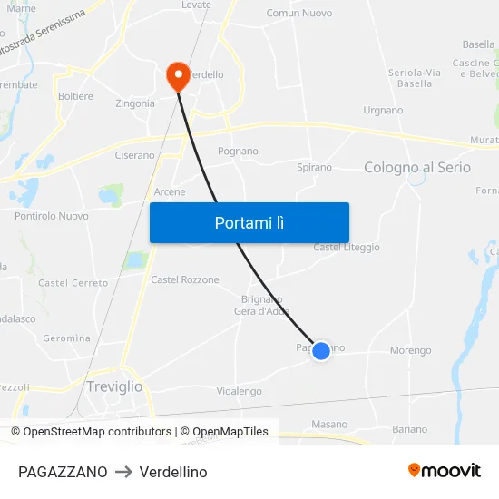 PAGAZZANO to Verdellino map