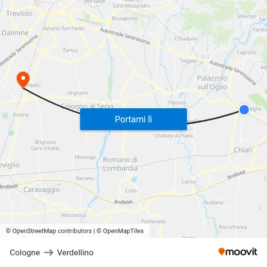 Cologne to Verdellino map