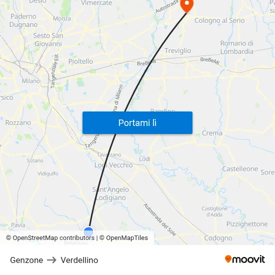 Genzone to Verdellino map