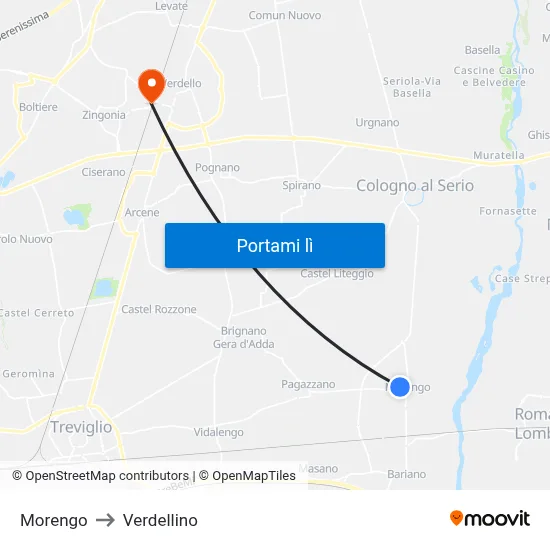 Morengo to Verdellino map