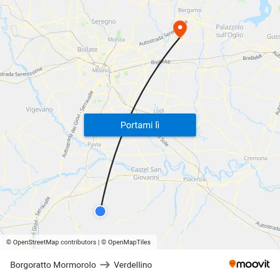 Borgoratto Mormorolo to Verdellino map