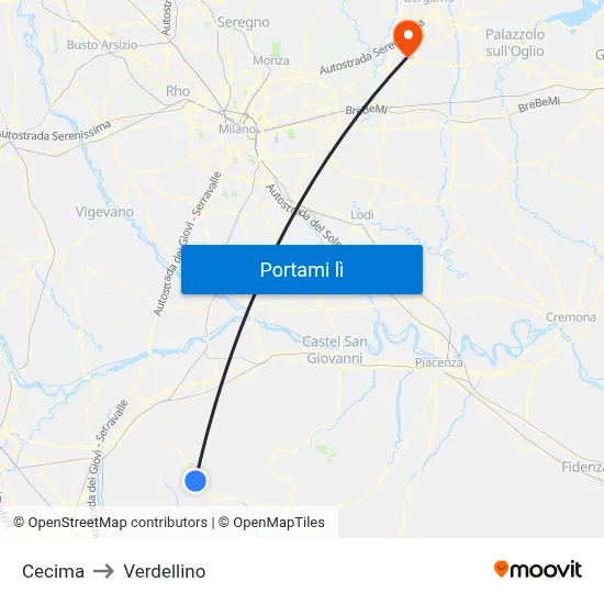 Cecima to Verdellino map
