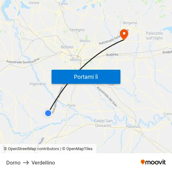 Dorno to Verdellino map