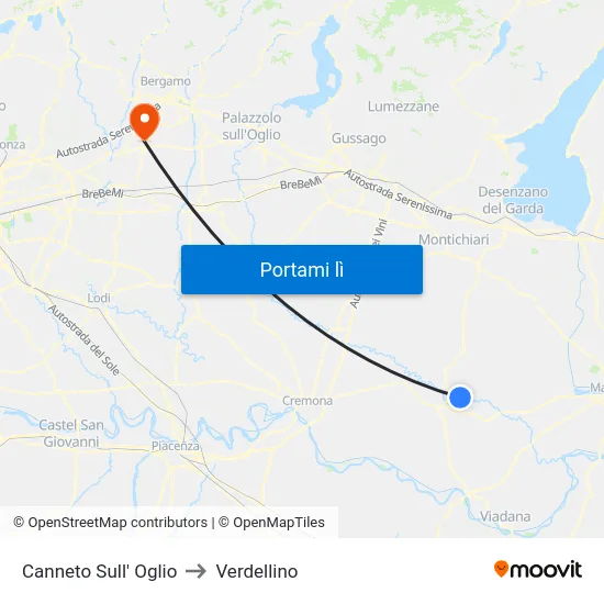 Canneto Sull' Oglio to Verdellino map