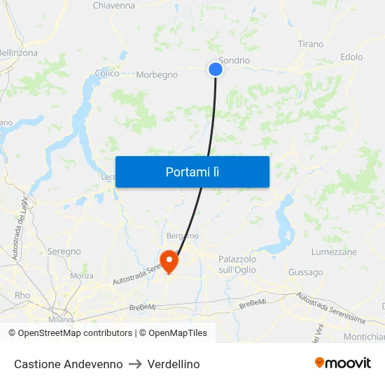 Castione Andevenno to Verdellino map