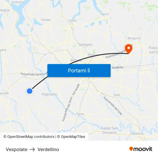 Vespolate to Verdellino map