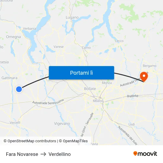 Fara Novarese to Verdellino map
