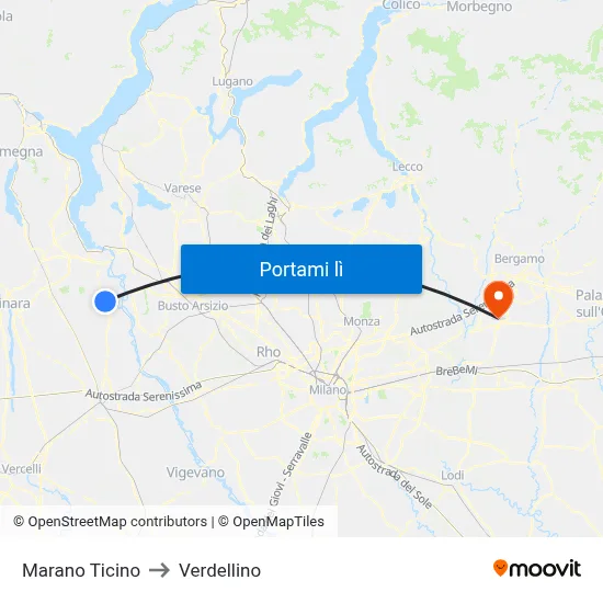 Marano Ticino to Verdellino map