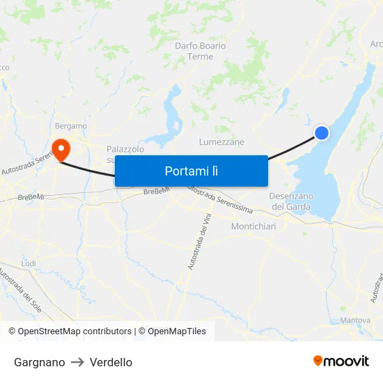 Gargnano to Verdello map