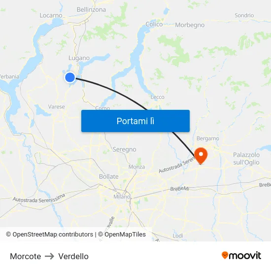 Morcote to Verdello map