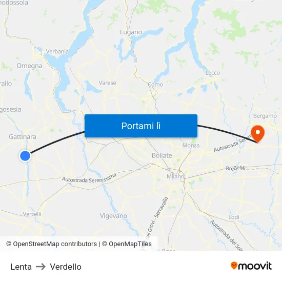 Lenta to Verdello map