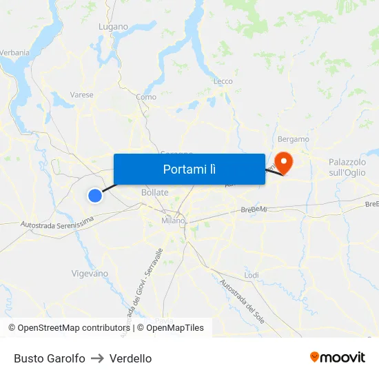 Busto Garolfo to Verdello map