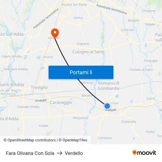 Fara Olivana Con Sola to Verdello map