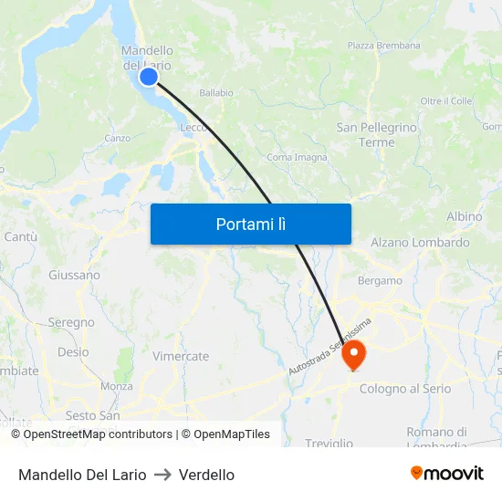 Mandello Del Lario to Verdello map