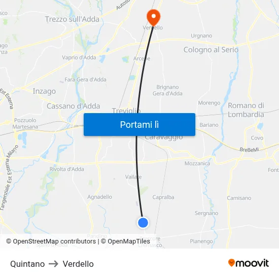 Quintano to Verdello map