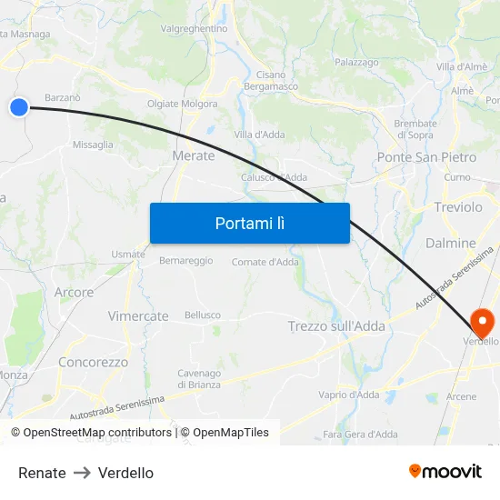 Renate to Verdello map