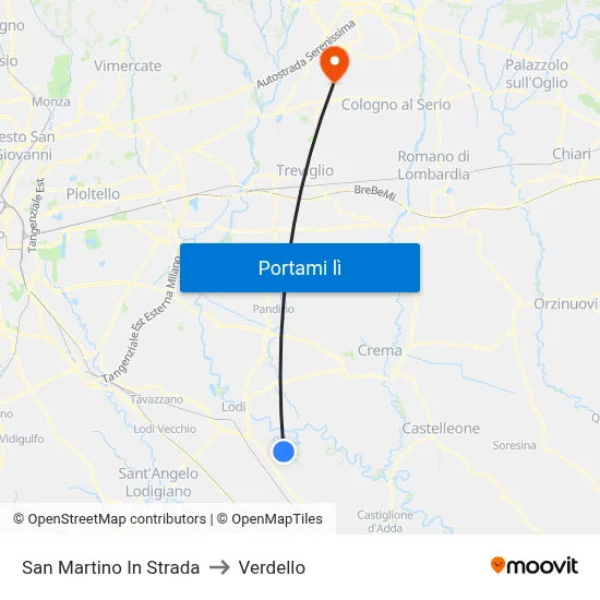 San Martino In Strada to Verdello map