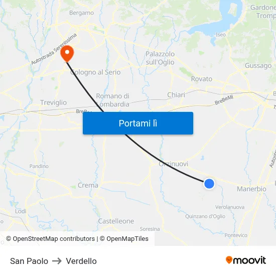 San Paolo to Verdello map