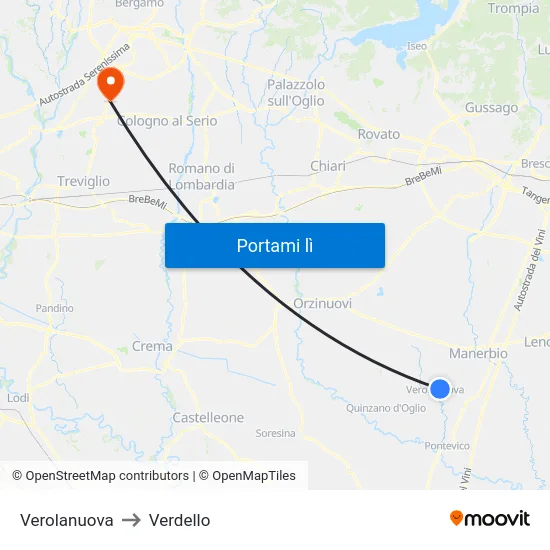 Verolanuova to Verdello map