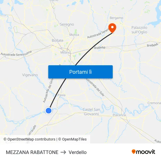 MEZZANA RABATTONE to Verdello map
