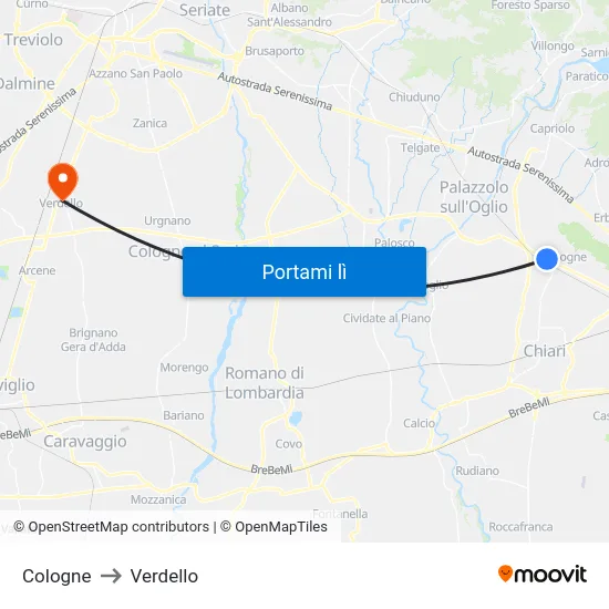 Cologne to Verdello map
