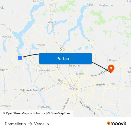Dormelletto to Verdello map