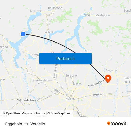 Oggebbio to Verdello map