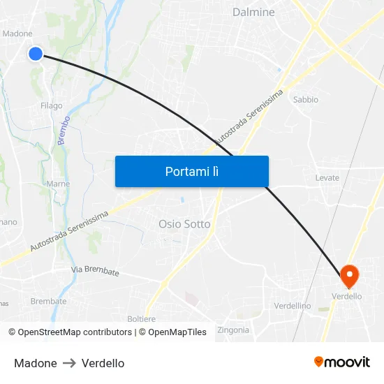 Madone to Verdello map