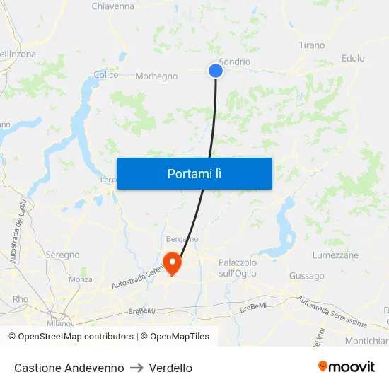 Castione Andevenno to Verdello map