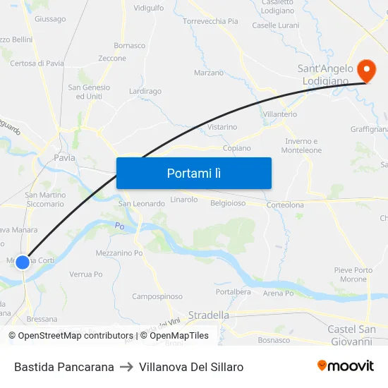 Bastida Pancarana to Villanova Del Sillaro map