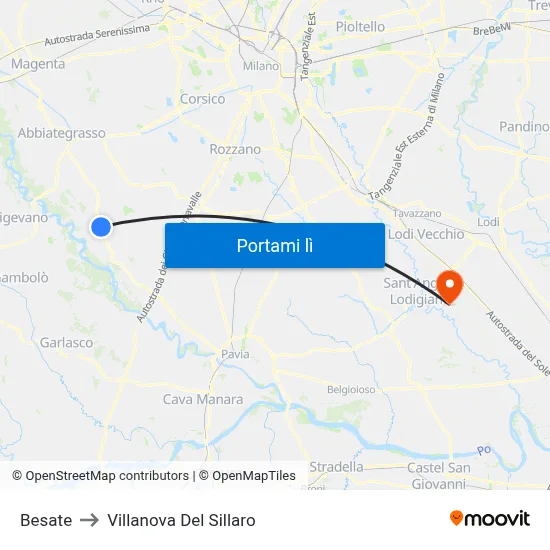Besate to Villanova Del Sillaro map