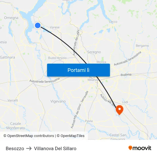 Besozzo to Villanova Del Sillaro map