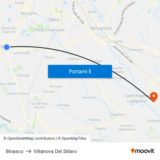 Binasco to Villanova Del Sillaro map