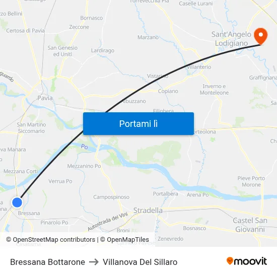 Bressana Bottarone to Villanova Del Sillaro map