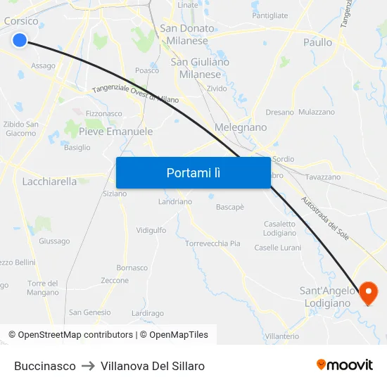 Buccinasco to Villanova Del Sillaro map