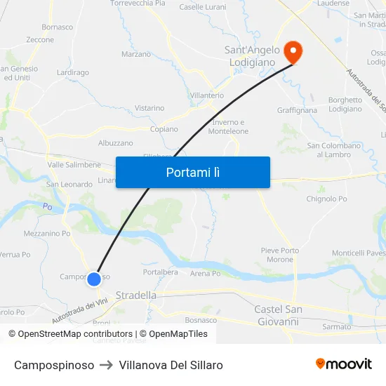 Campospinoso to Villanova Del Sillaro map