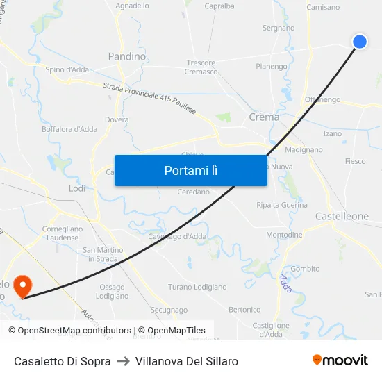 Casaletto Di Sopra to Villanova Del Sillaro map