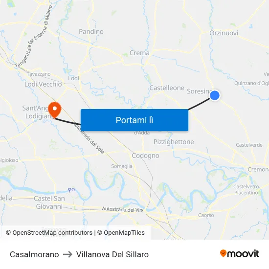 Casalmorano to Villanova Del Sillaro map