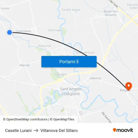 Caselle Lurani to Villanova Del Sillaro map