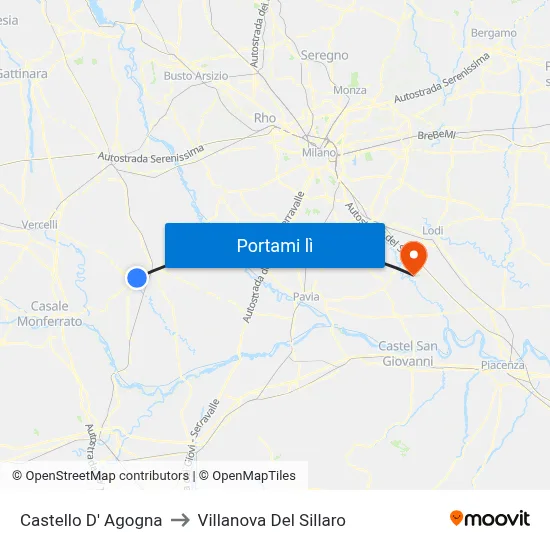 Castello D' Agogna to Villanova Del Sillaro map