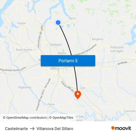 Castelmarte to Villanova Del Sillaro map