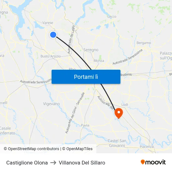 Castiglione Olona to Villanova Del Sillaro map