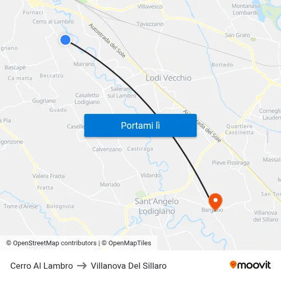 Cerro Al Lambro to Villanova Del Sillaro map
