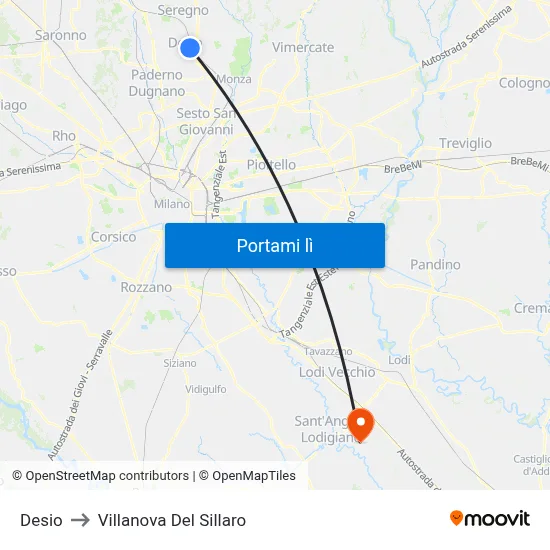 Desio to Villanova Del Sillaro map