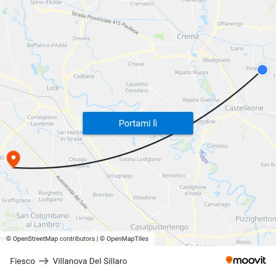 Fiesco to Villanova Del Sillaro map