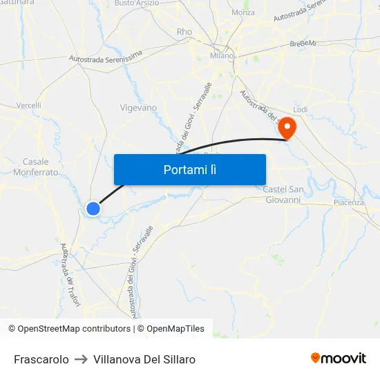 Frascarolo to Villanova Del Sillaro map